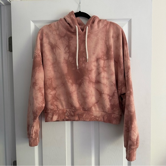 Size S GAP Oversized Vintage Soft Cropped Hoodie - Pink Tie Die - Picture 2 of 6
